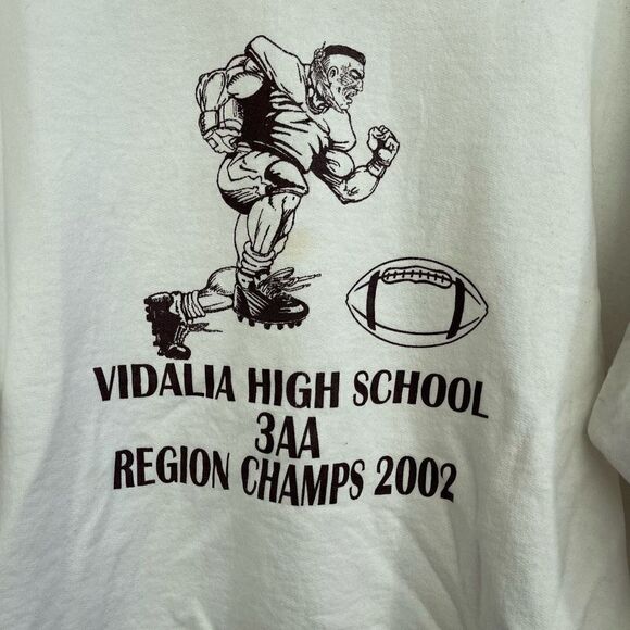 Vintage Jerzees Mens White Premium Fit Crew Neck Football Graphic Vintage Boyfri - Picture 2 of 8